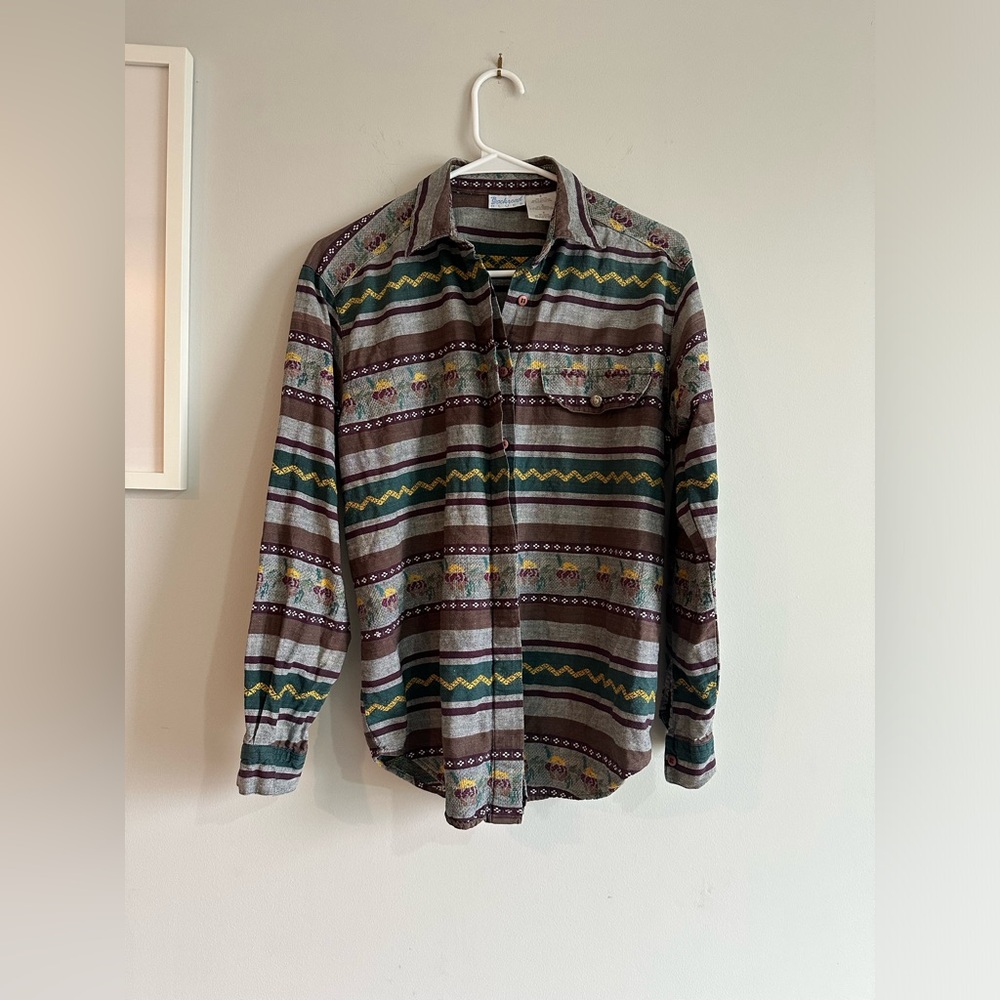 Floral western shirt size medium button up blouse flannel vintage